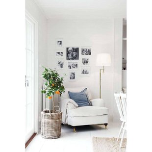 By Rydéns vloerlamp Orlando messing/wit, metaal, stof, E27