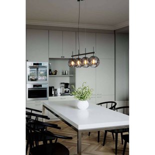 By Rydéns hanglamp Boyle, rookgrijs, 4-lamps, glas, E27