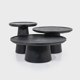 Eleonora Salontafel Ron Set van 3 stuks - Zwart - Rond
