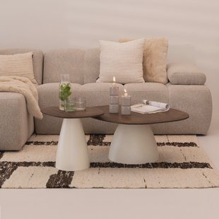 Sohome Organische Salontafel Madin Mangohout, Set van 2 stuks - Bruin
