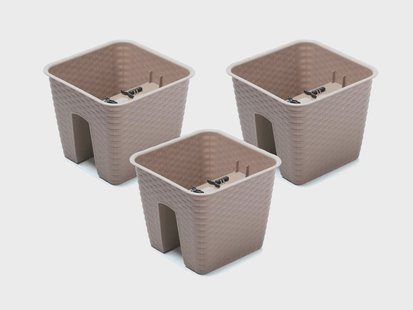 PROSPERPLAST 3 railing bloempotten (Vierkant, Mokka, 27,2 x 27,2 x 22,5 cm)