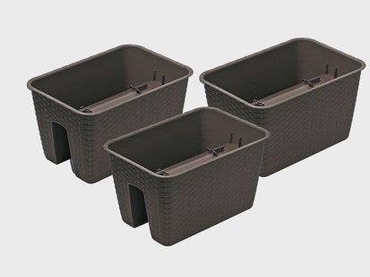PROSPERPLAST 3 railing bloempotten (Rechthoekig, Bruin, 39,6 x 27,2 x 22,5 cm)