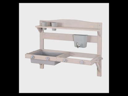 ROBA Houten speelgoed keuken om op te hangen (85x35x65, Grijs)
