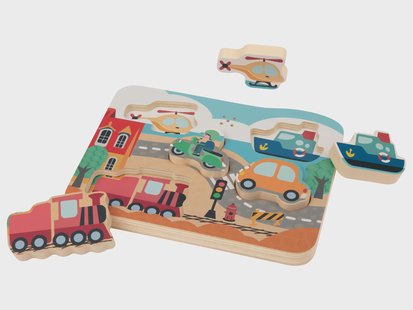 lupilu Houten puzzel met geluid (Stad)