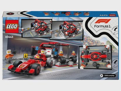 LEGO CITY F1 pitstop en pitcrew met Ferrari auto 60443