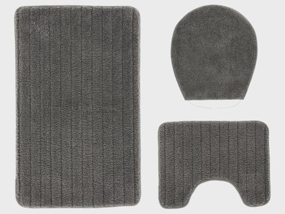 LIVARNO Badmat set 3-delig (Badmat met toiletuitsparing, Grijs)