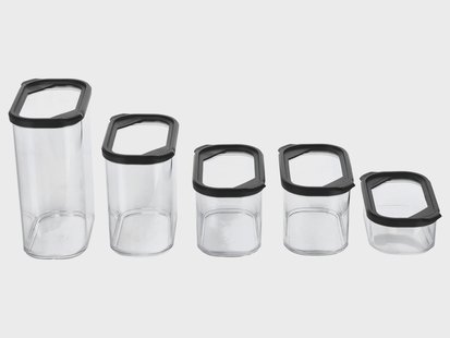 SILVERCREST Set van 5 voorraadpotten (Set van 4 maten/zwart)