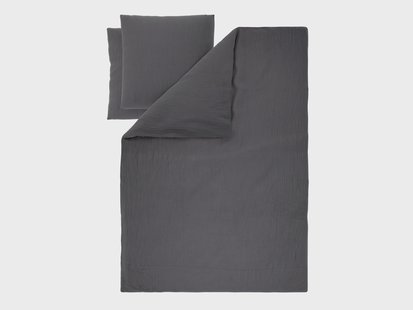 LIVARNO Mousseline dekbedovertrek 200 x 200 cm (Donkergrijs)