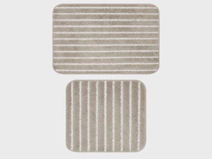 LIVARNO Badmat en toiletmat, 2-delig (Zonder uitsnede, Beige)