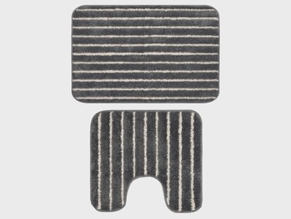 LIVARNO Badmat en toiletmat, 2-delig (Met uitsnede, Grijs)