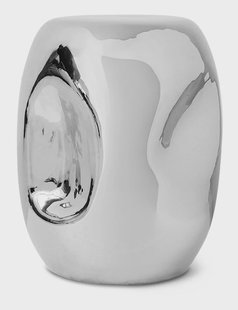 HKliving Bijzettafel Currents Keramiek, Ø36cm - Chroom - Rond