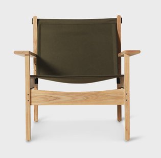 HKliving Fauteuil Explorer Teakhout en canvas - Legergroen