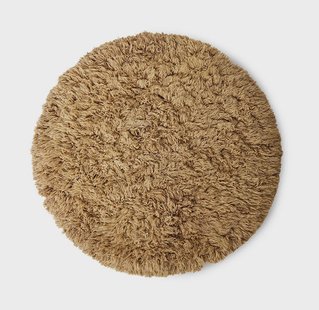 HKliving Rond Vloerkleed Fluffy Wol, Ø200cm - Caramel
