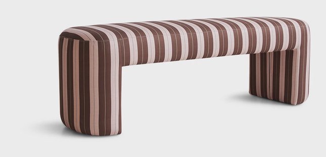 HKliving Bankje Lobby 140cm, Gestreepte stof - Bruin/Roze