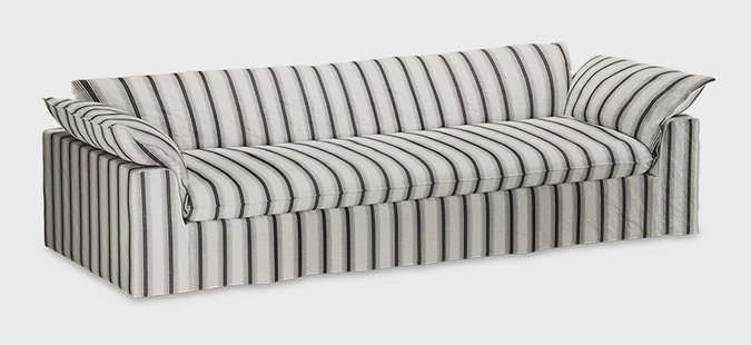 HKliving Hoes voor Bank Nomad 305cm, Rocco Chalkstripe - Zwart/Wit