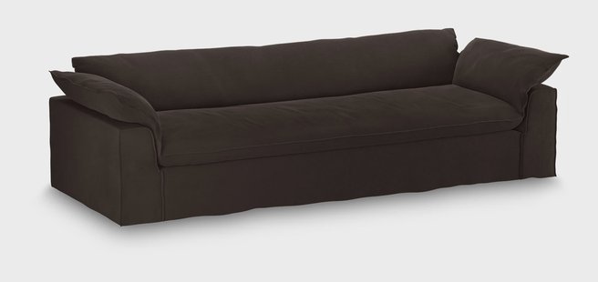 HKliving Driezitsbank Nomad 305cm, Velvet - Espresso