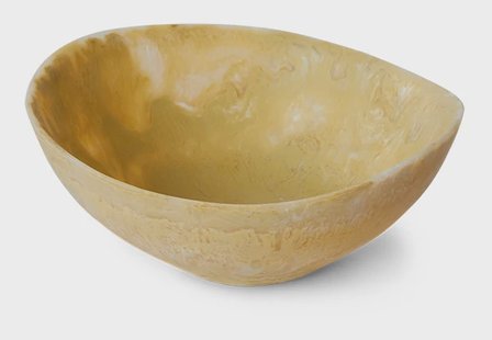 HKliving Schaal Patio Marmerlook, Ø22cm - Mosterdgeel - Organisch