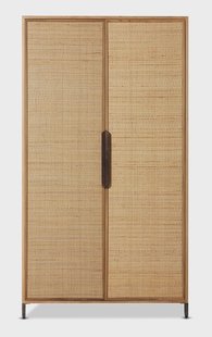 HKliving Opbergkast Pioneer Rattan & Hout, 180 x 100cm - Naturel