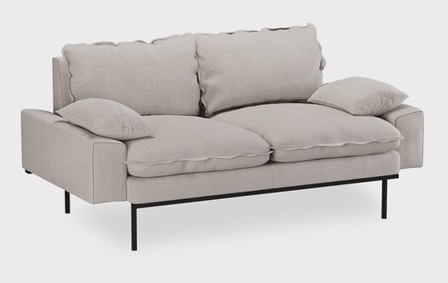 HKliving 2-zits Bank Retro 175cm, Stof - Beige