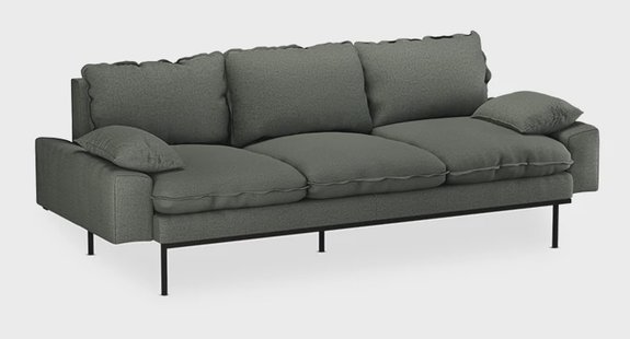 HKliving 3-zits Bank Retro 225cm, Wander stof - Legergroen