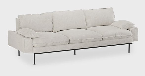 HKliving 3-zits Bank Retro 245cm, Bouclé - Crème
