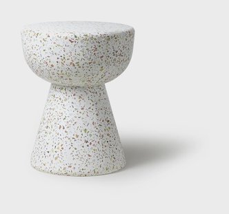 HKliving Bijzettafel Terrazzo Beton, Ø35cm - Wit - Rond