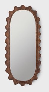 HKliving Ovale Spiegel Ripple Hout, 135 x 61cm - Donkerbruin - Ovaal