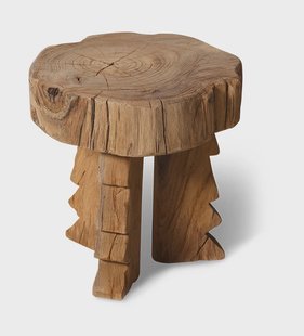 HKliving Krukje Carved Teakhout, Ø40cm - NATUREL