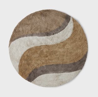 HKliving Badmat Bath Katoen, Ø120cm - NATUREL - Rond