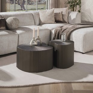 LifestyleFurn Organische Salontafel Nayda Brons Liquid, Set van 2 stuks