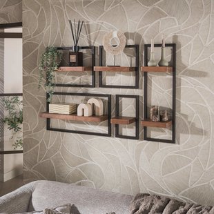 LifestyleFurn Wandplank Alania Acaciahout, Set van 5 stuks - Bruin