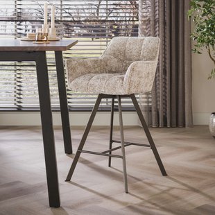 LifestyleFurn Draaibare Barstoel Thandie Alura stof - Zand/Bruin (zithoogte 69cm)
