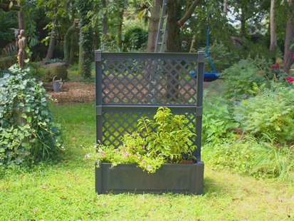 KHW bloembak met centraal trellis, L 100 cm, 110 liter, kunststof (Antraciet)