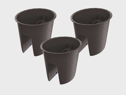PROSPERPLAST 3 railing bloempotten (Ovaal, Bruin, 29,8 x 24,2 x 22,5 cm)