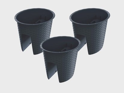 PROSPERPLAST 3 railing bloempotten (Ovaal, Antraciet, 29,8 x 24,2 x 22,5 cm)