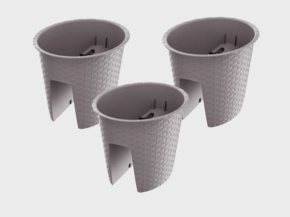 PROSPERPLAST 3 railing bloempotten (Ovaal, Mokka, 29,8 x 24,2 x 22,5 cm)