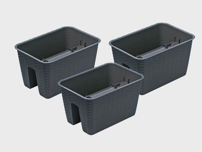 PROSPERPLAST 3 railing bloempotten (Rechthoekig, Antraciet, 39,6 x 27,2 x 22,5 cm)