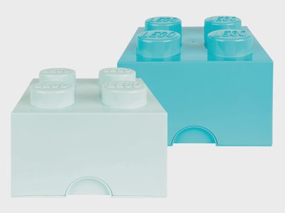 LEGO Opbergdoos met 4 noppen, stapelbaar, 2-delige set. (Lichtblauw/azuur)