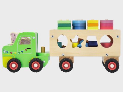 Houten vrachtwagen met aanhanger (Houten vorm vrachtwagen)