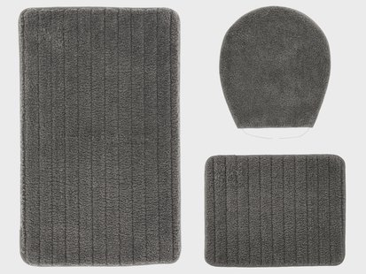 LIVARNO Badmat set 3-delig (Badmat zonder toiletuitsparing, Grijs)