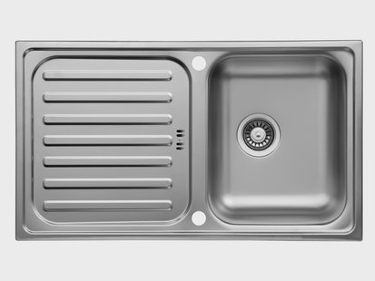 RESPEKTA RVS inbouw wasbak Riverside - met afdruipvlak (86 x 50 cm)