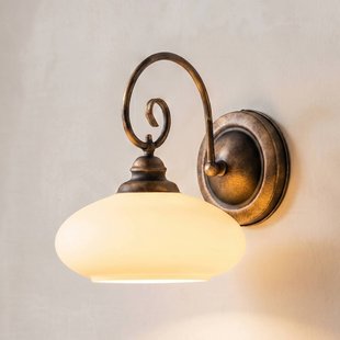 Jupiter Wandlamp Bolero, zwart-goud, crème, staal, glas, E27