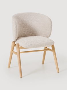 Gestoffeerde eetstoel Kris uit teddy boucl&eacute;