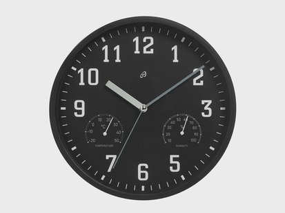 AURIOL Wandklok met thermo- en hygrometer (Zwart)