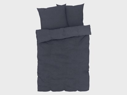 LIVARNO HOME Katoen-linnen beddengoed, 200 x 200 cm. (Zwart/blauw)