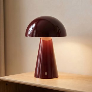 Nevijo LED-tafellamp op oplaadbare batterij, USB, dimbaar, Ø 20 cm, donkerrood Lindby - Woonkamer - Modern - Metaal - 1 lamp