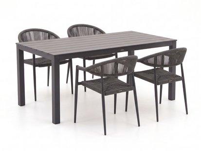 + 15% kassakorting | Manifesto Belpasso/Menzano 160cm dining tuinset 5-delig stapelbaar - Laagste prijsgarantie!