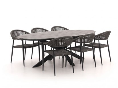 + 15% kassakorting | Manifesto Belpasso/Fidenza ovaal 220cm dining tuinset 7-delig stapelbaar - Laagste prijsgarantie!