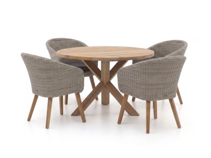 + 15% kassakorting | Intenso Tropea/ROUGH-Y ø120cm dining tuinset 5-delig - Laagste prijsgarantie!
