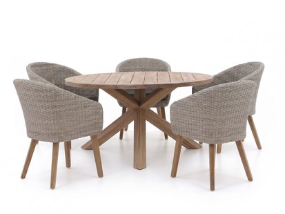 + 15% kassakorting | Intenso Tropea/ROUGH-Y ø150cm dining tuinset 6-delig - Laagste prijsgarantie!
